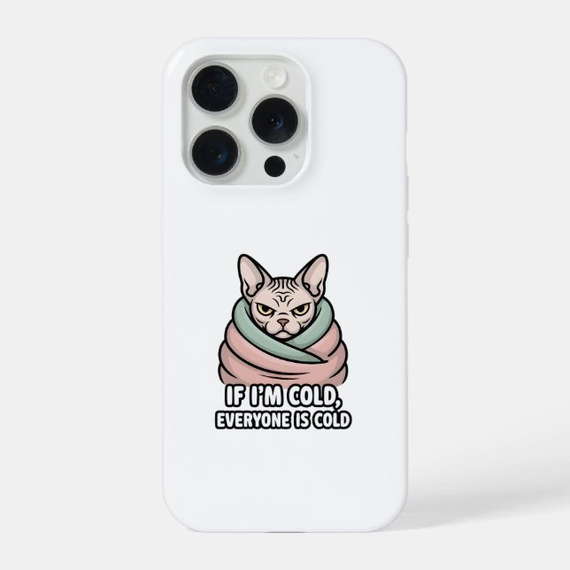 Coque iPhone Grumpy Sphynx Cat Cold Humor Cartoon Art (Verso)