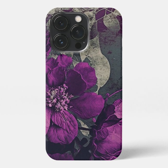 Coque iPhone Grunge Style Papier comme Deep Purple Anemone Flow (Verso)