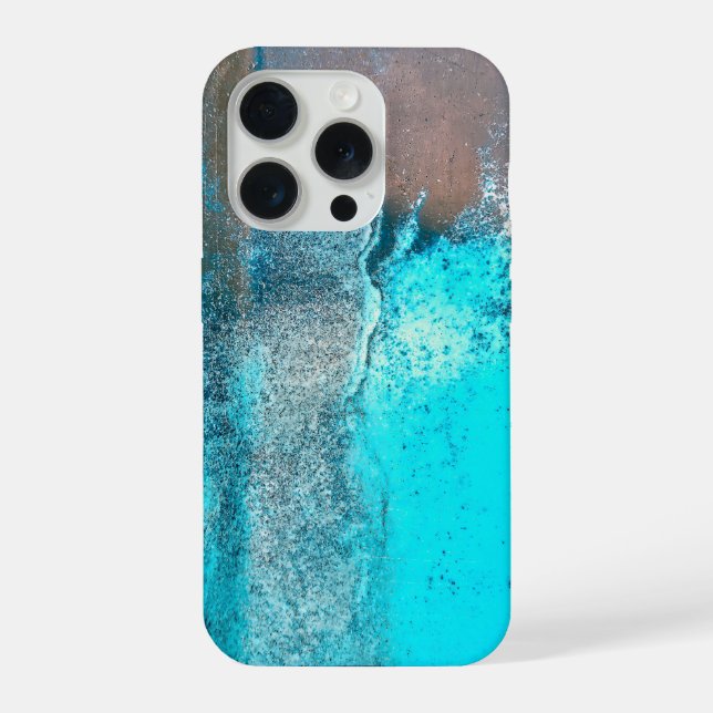 Coque iPhone Grunge Turquoise Texturé Abstrait (Verso)