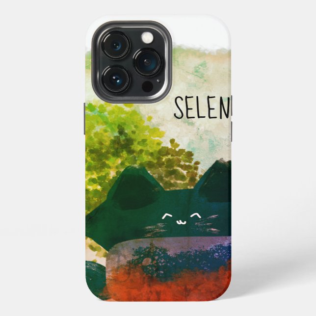 Coque iPhone Grungy Cute Cartoon Fluffy Cat caché (Dos)