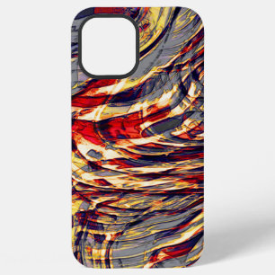 Coque iPhone 12 Pro Max Guerre de rubans orange contre rouge, sur fond gri