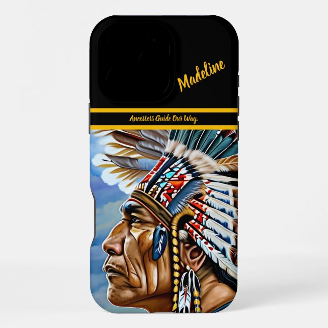 Coque iPhone Guerrier Indien Natif Regarde  (Verso)