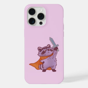 Coque iPhone 15 Pro Max Guerrier Raton Laveur Fantastique Mignon avec Épée