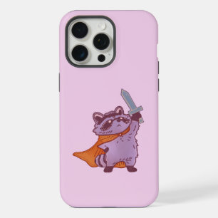 Coque iPhone 15 Pro Max Guerrier Raton Laveur Fantastique Mignon avec Épée