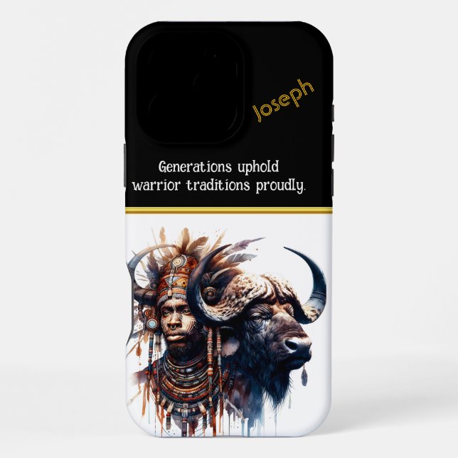 Coque iPhone Guerrier uni à l'esprit du buffle (Verso)