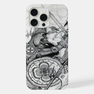 Coque iPhone 15 Pro Max GUERRIÈRES GOTHIQUES Imaginaire noir blanc