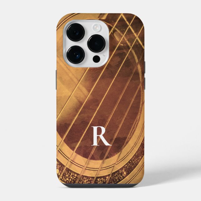 Coque iPhone Guitare acoustique avec monogramme  (Verso)