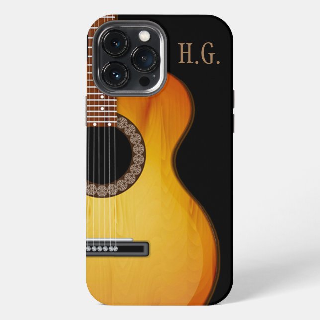 Coque iPhone Guitare acoustique monogramme (Verso)