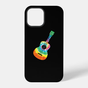 Coque iPhone 12 Pro Guitare Acoustique Tie Dye Arc-en-Ciel Hippie Drôl
