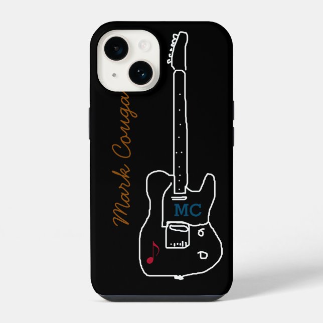 Coque iPhone guitare avec nom (Verso)