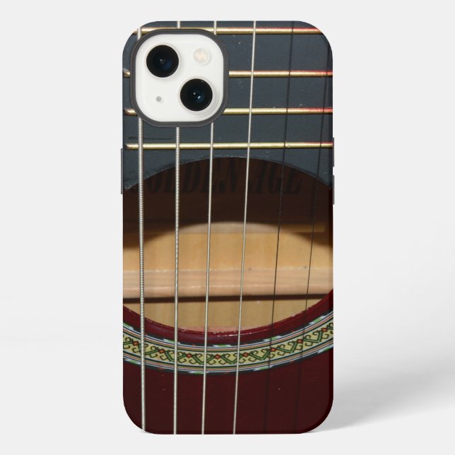 Coque iPhone Guitare Classique Marron, (Verso)