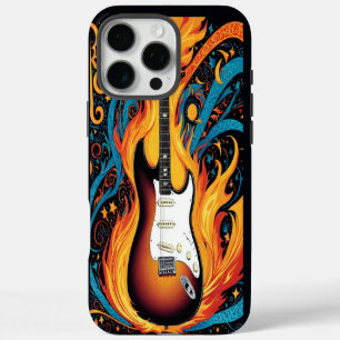 Coque iPhone 16 Pro Max Guitare électrique en flammes vives