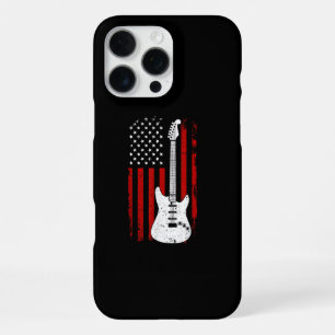 Coque iPhone 16 Pro Max Guitare Lecteur de Musique Drapeau Américain US Gu