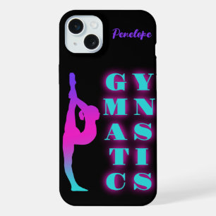Coque iPhone 15 Plus Gymnastique Violet Rose Turquoise Ombre Personnali