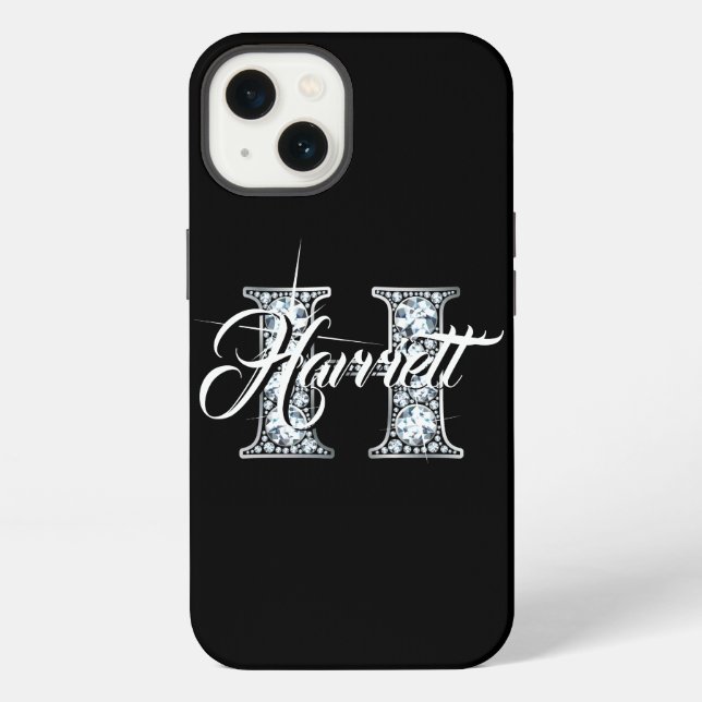 Coque iPhone H Faux Diamant Bling Monogramme (Verso)
