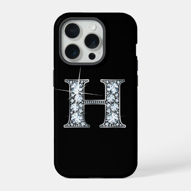 Coque iPhone H Faux Diamant Monogramme (Verso)