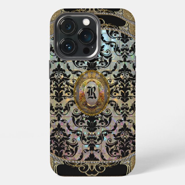 Coque iPhone Halleesham Pattern II Élégant Monogramme  (Dos)