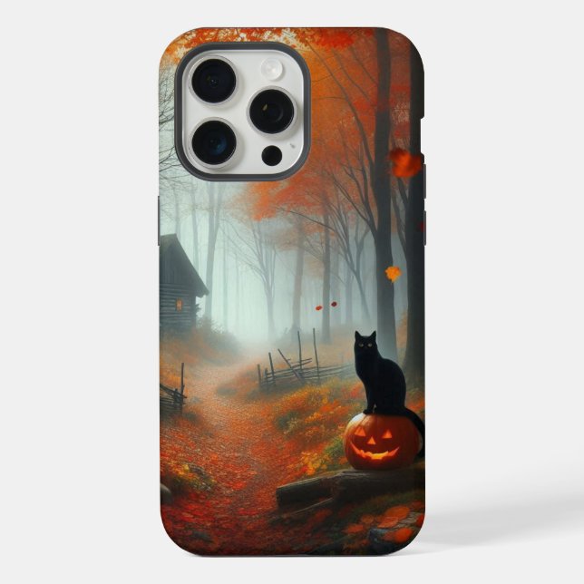 Coque iPhone Halloween/Automne/Automne/citrouille/chat (Verso)
