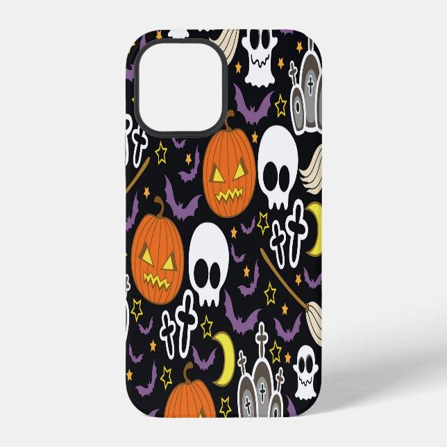 Coque iPhone Halloween effrayant : Conception de fond thématiqu (Verso)