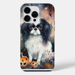 Coque Pour Pour iPhone 14 Pro Max Halloween Japanese Chin avec citrouilles effrayant