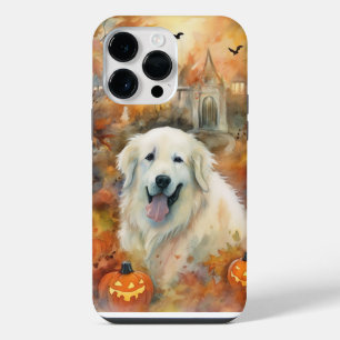 Coque Pour Pour iPhone 14 Pro Max Halloween les grandes Pyrénées avec la peur Citrou