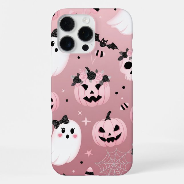 Coque iPhone Halloween rose éffrayant (Verso)