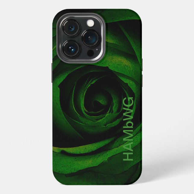 Coque iPhone HAMbWG - Rose gothique verte (Dos)
