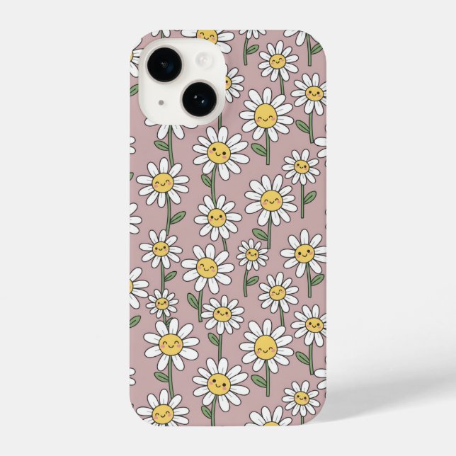 Coque iPhone Happy Daisy Smiles Pink Floral Pattern (Verso)