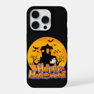 Coque iPhone 15 Pro Happy Halloween Haunted House Moon