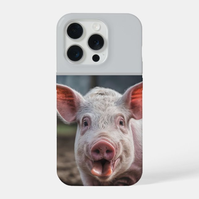 Coque iPhone Happy White Pig Tongue Poke,  (Verso)