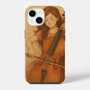 Coque Pour iPhone 14 Harmonie Chaude – Fille au Violoncelle Art Télépho