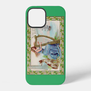 Coque iPhone 12 Harpe et chien, Shamrock, Saint Patrick's Day, Vin