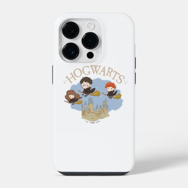 Coque iPhone HARRY POTTER™, Hermione et Ron survolent HOGWARTS™ (Verso)