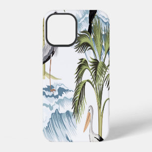 Coque iPhone 12 Hawaiian vintage, motif d'été fleuri.