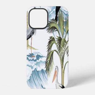 Coque iPhone 12 Hawaiian vintage, motif d'été fleuri.