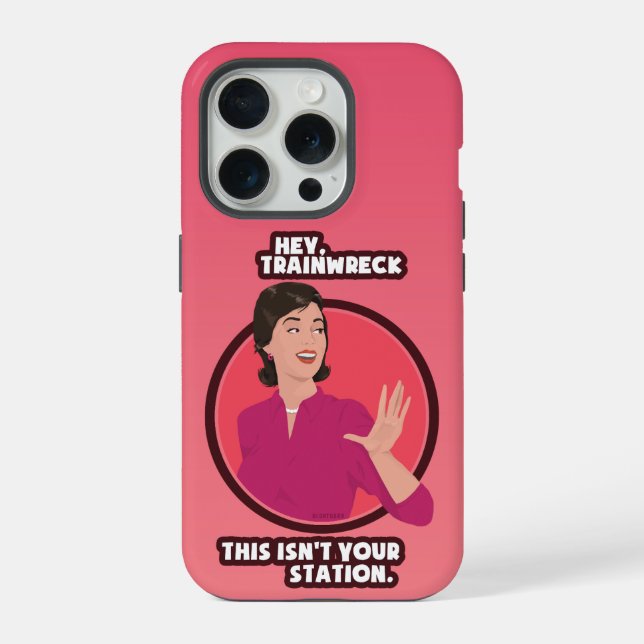 Coque iPhone Hé Trainwreck ! Fond dégradé rose.  (Verso)
