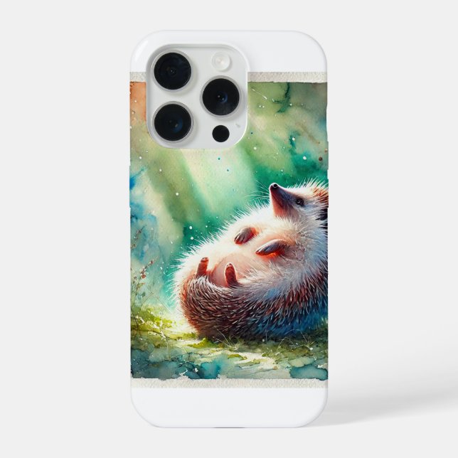 Coque iPhone Hedgehog with bare belly 220924AREF112 - Watercolo (Verso)