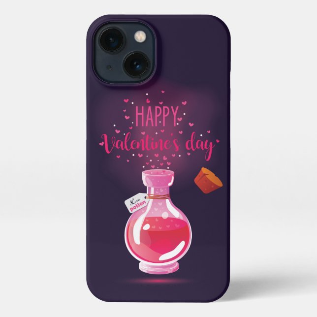 Coque iPhone Heureuse Sainte-Valentin de potion d'amour rose (Verso)