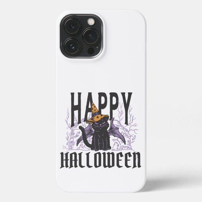 COQUE iPhone HEUREUX HALLOWEEN CHAT NOIR AVIONS (Verso)