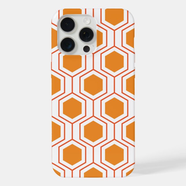 Coque iPhone Hexagon abstract geometrical pattern en orange et (Verso)
