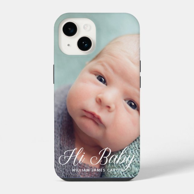 Coque iPhone Hi Baby Photo Chic White Script Personnalisé Nouve (Verso)
