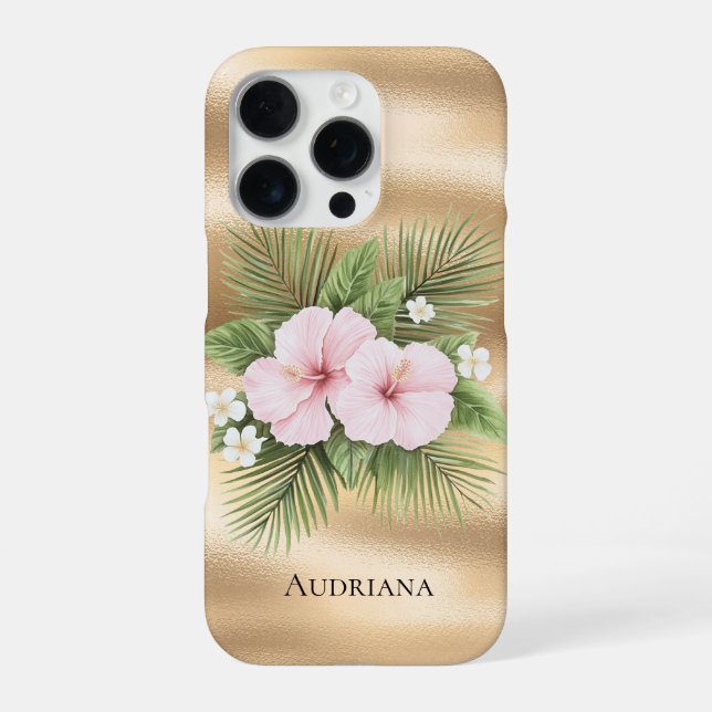 Coque iPhone Hibiscus bleu tropical (Verso)