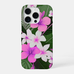 Coque iPhone 16 Pro Hibiscus et Plumeria hawaïens Modernes de milieu d