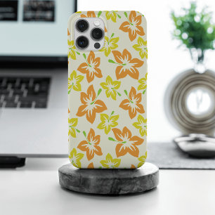 Coque iPhone 15 Pro Max Hibiscus Jaune, Hibiscus Orange, Modèle Floral