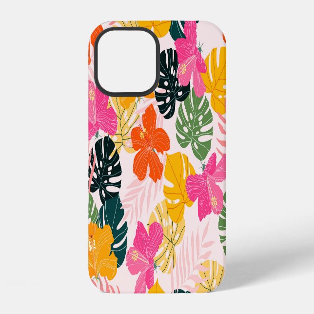 Coque iPhone Hibiscus & Monstera : Vibrance Tropicale (Verso)