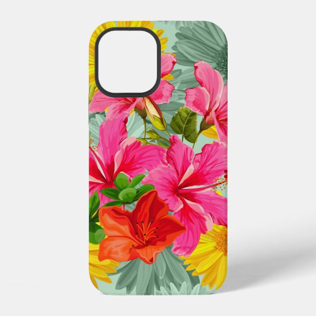 Coque iPhone Hibiscus tropical sans couture (Verso)