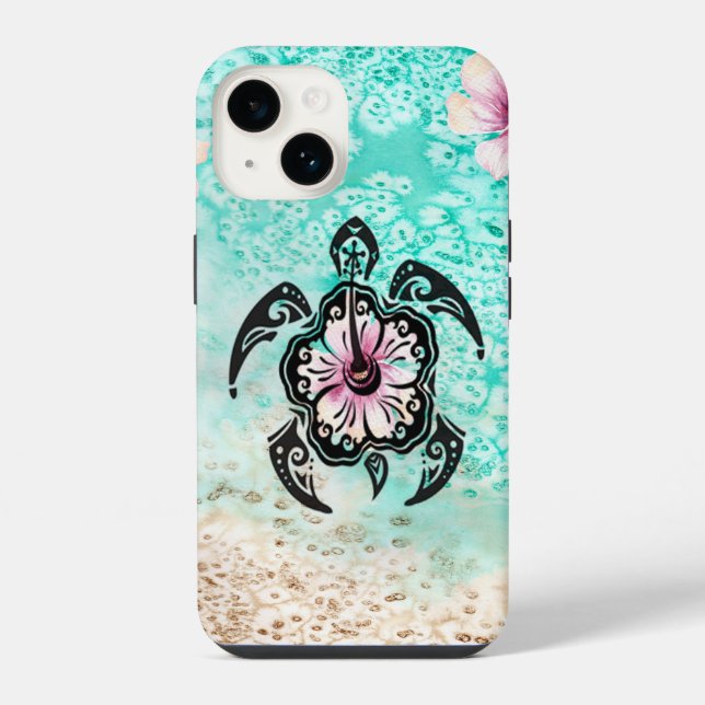 Coque iPhone Hibiscus Turtle (Verso)