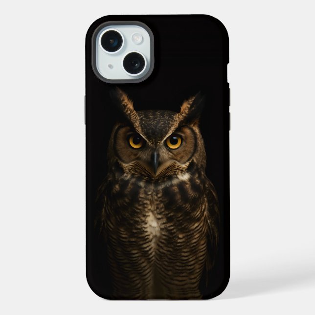 Coque iPhone Hibou aux yeux ambre doré Black 4 Luxe (Verso)