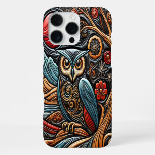 Coque iPhone 16 Pro Max Hibou perché sur l'arbre sous une lumière de lune
