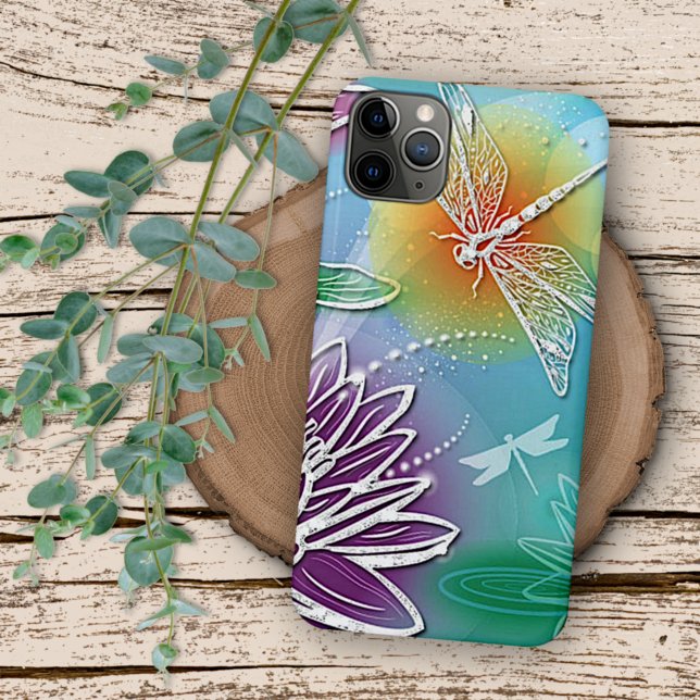 Coque iPhone Hip Dragonfly Joli Printemps Moderne Art Floral (Créateur téléchargé)